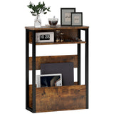 Wooden Side Table 46cm Wide With Metal Frame - Velmora