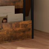 Wooden Side Table 46cm Wide With Metal Frame - Velmora
