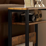 Wooden Side Table 46cm Wide With Metal Frame - Velmora