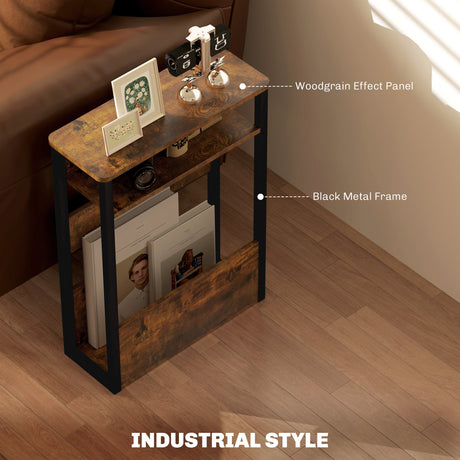 Wooden Side Table 46cm Wide With Metal Frame - Velmora