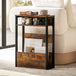 Wooden Side Table 46cm Wide With Metal Frame - Velmora