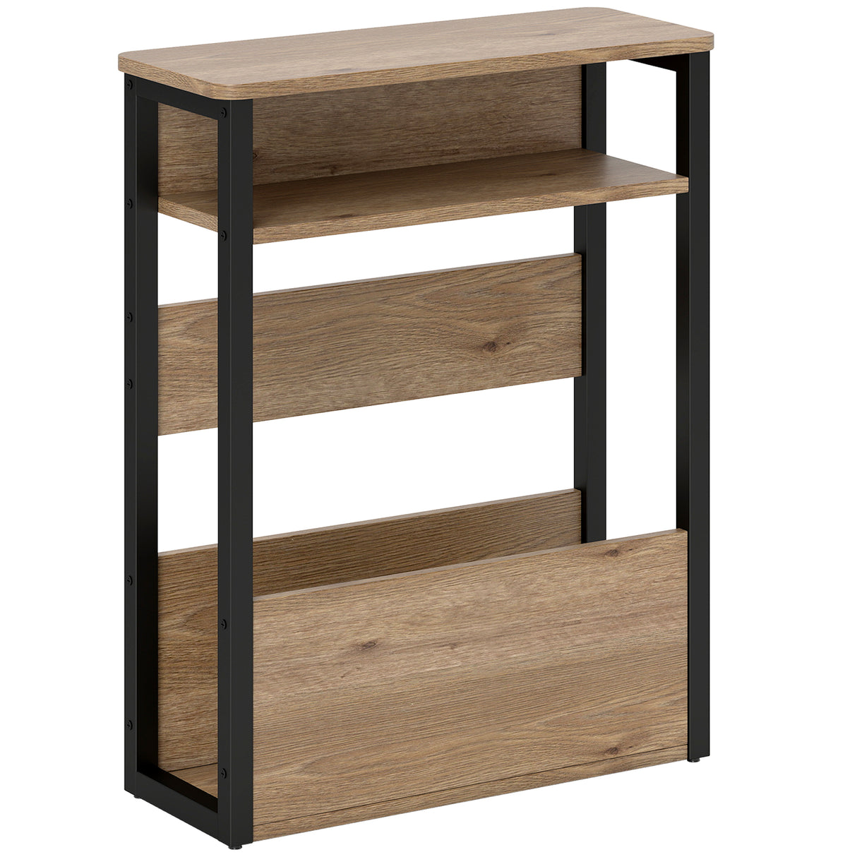 Wooden Side Table 46cm Wide With Metal Frame - Velmora