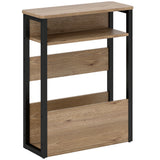 Wooden Side Table 46cm Wide With Metal Frame - Velmora