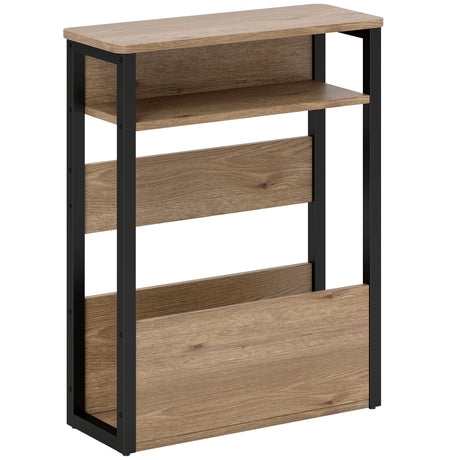 Wooden Side Table 46cm Wide With Metal Frame - Velmora