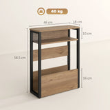Wooden Side Table 46cm Wide With Metal Frame - Velmora