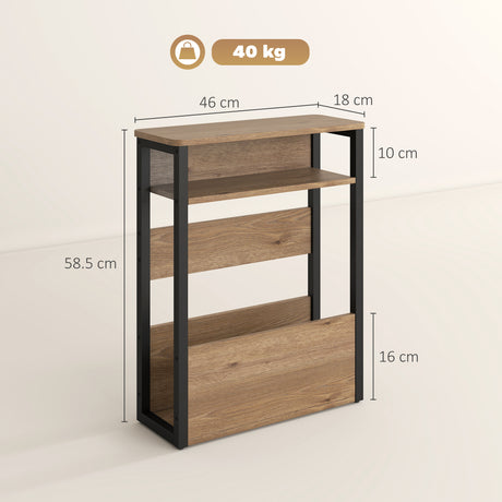 Wooden Side Table 46cm Wide With Metal Frame - Velmora