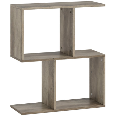Wooden Side Table 50cm Wide S-Shaped With Storage Shelves - Velmora