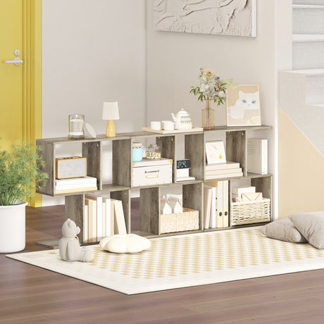 Wooden Side Table 50cm Wide S-Shaped With Storage Shelves - Velmora