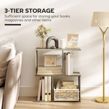 Wooden Side Table 50cm Wide S-Shaped With Storage Shelves - Velmora