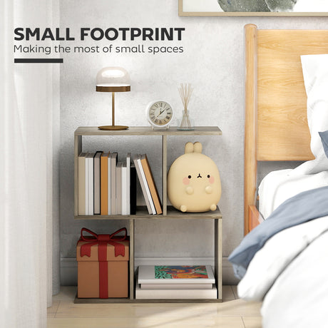 Wooden Side Table 50cm Wide S-Shaped With Storage Shelves - Velmora