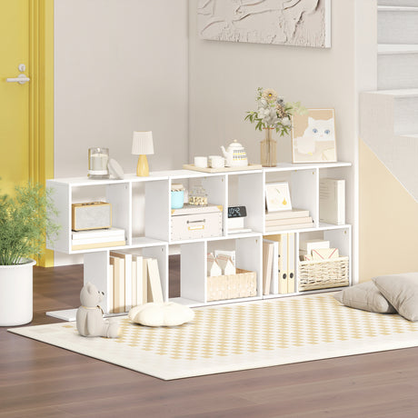 Wooden Side Table 50cm Wide S-Shaped With Storage Shelves - Velmora