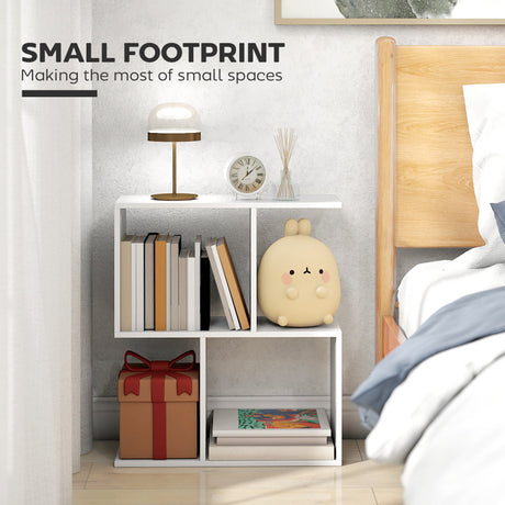 Wooden Side Table 50cm Wide S-Shaped With Storage Shelves - Velmora