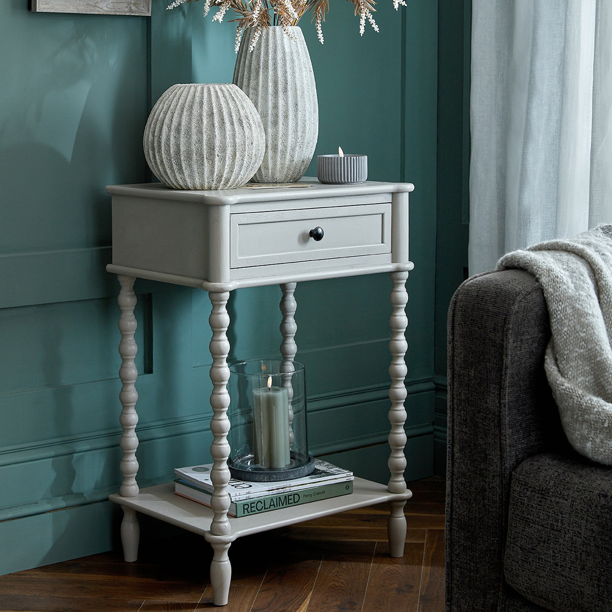 Wooden Side Table 50cm Wide With 1 Drawer - Camden