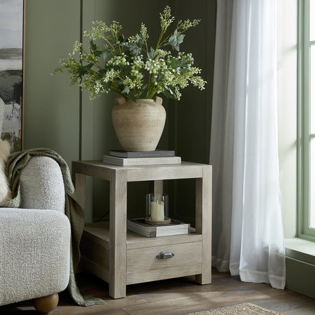 Wooden Side Table 50cm Wide With 1 Drawer - Haldon