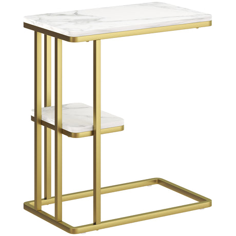 Wooden Side Table 50cm Wide With Steel Frame - Velmora