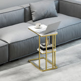 Wooden Side Table 50cm Wide With Steel Frame - Velmora