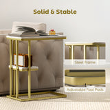 Wooden Side Table 50cm Wide With Steel Frame - Velmora