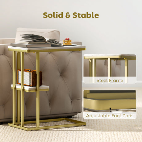 Wooden Side Table 50cm Wide With Steel Frame - Velmora