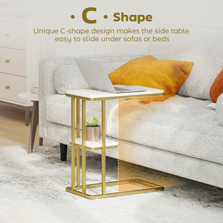 Wooden Side Table 50cm Wide With Steel Frame - Velmora