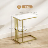 Wooden Side Table 50cm Wide With Steel Frame - Velmora