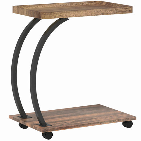 Wooden Side Table 52cm Wide With Storage Shelf - Velmora