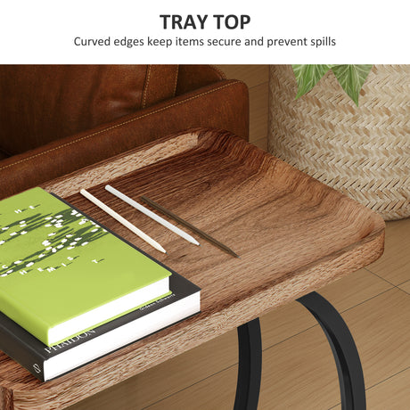 Wooden Side Table 52cm Wide With Storage Shelf - Velmora