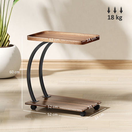 Wooden Side Table 52cm Wide With Storage Shelf - Velmora