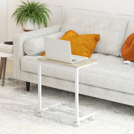 Wooden Side Table 55cm Wide With Metal Frame - Velmora