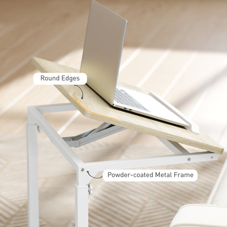 Wooden Side Table 55cm Wide With Metal Frame - Velmora