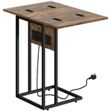 Wooden Side Table 58cm Wide With Metal Frame - Velmora