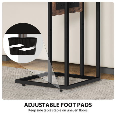 Wooden Side Table 58cm Wide With Metal Frame - Velmora