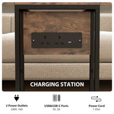 Wooden Side Table 58cm Wide With Metal Frame - Velmora