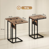 Wooden Side Table 58cm Wide With Metal Frame - Velmora