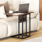 Wooden Side Table 58cm Wide With Metal Frame - Velmora