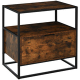 Wooden Side Table 73cm Wide With 1 Drawer And Steel Frame - Velmora
