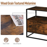 Wooden Side Table 73cm Wide With 1 Drawer And Steel Frame - Velmora