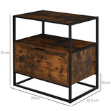 Wooden Side Table 73cm Wide With 1 Drawer And Steel Frame - Velmora