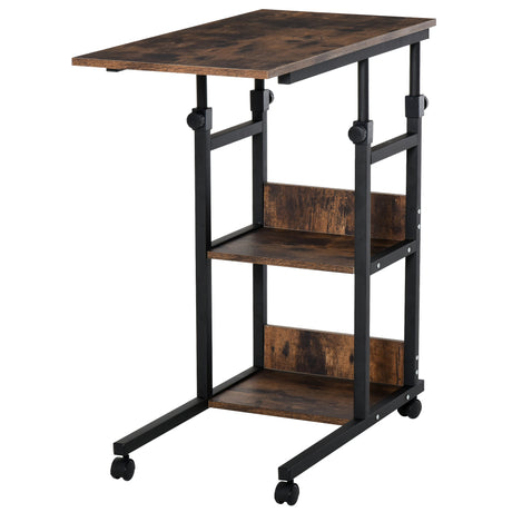 Wooden Side Table 80cm Wide With Storage Shelf - Velmora