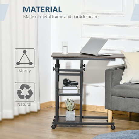 Wooden Side Table 80cm Wide With Storage Shelf - Velmora