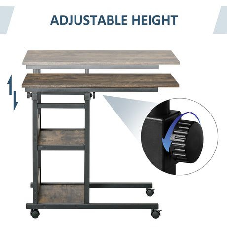 Wooden Side Table 80cm Wide With Storage Shelf - Velmora
