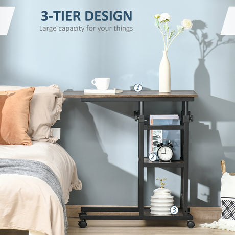 Wooden Side Table 80cm Wide With Storage Shelf - Velmora