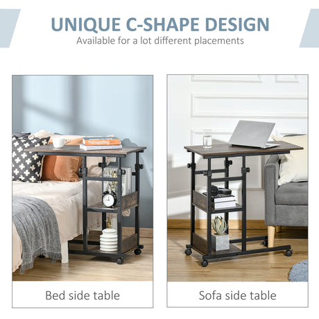 Wooden Side Table 80cm Wide With Storage Shelf - Velmora