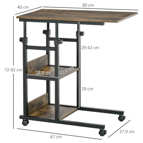 Wooden Side Table 80cm Wide With Storage Shelf - Velmora