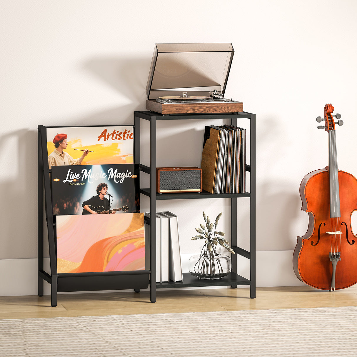 Wooden Side Table 84cm Wide With 1 Drawer And Magazine Rack - Velmora