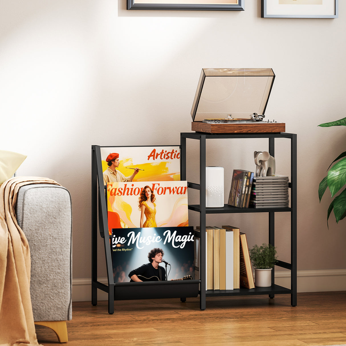 Wooden Side Table 84cm Wide With 1 Drawer And Magazine Rack - Velmora