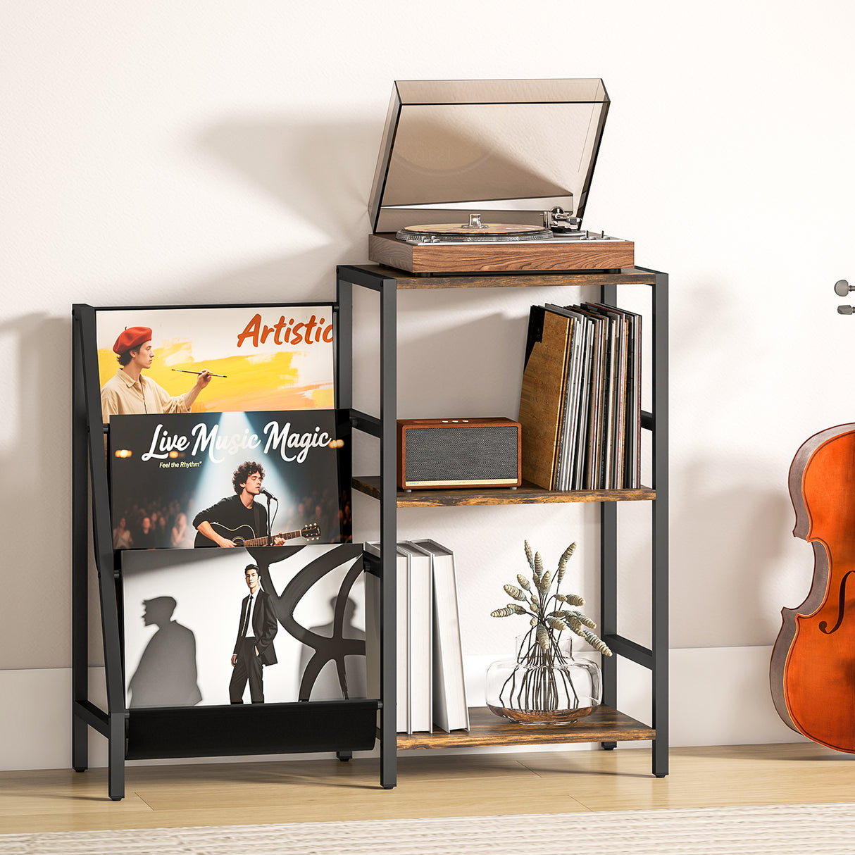 Wooden Side Table 84cm Wide With 1 Drawer And Magazine Rack - Velmora