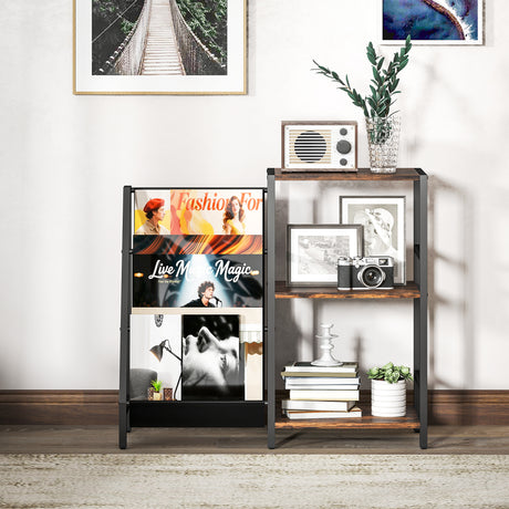 Wooden Side Table 84cm Wide With 1 Drawer And Magazine Rack - Velmora