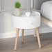 Wooden Side Table Round With 1 Drawer And Natural Legs - Velmora