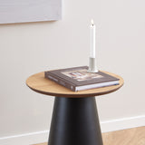 Wooden Side Table Round With Oak Top - Soli