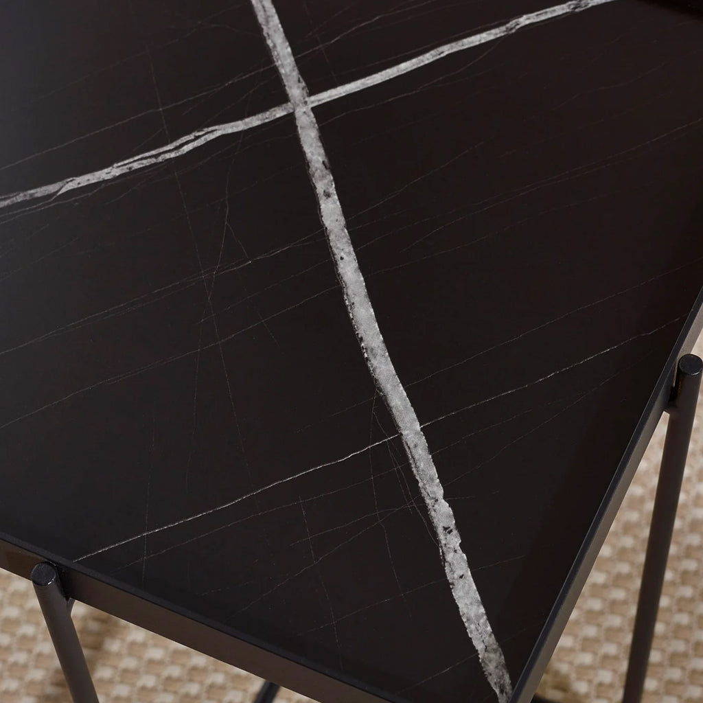 Wooden Side Table Square With Black Metal Legs - Celia